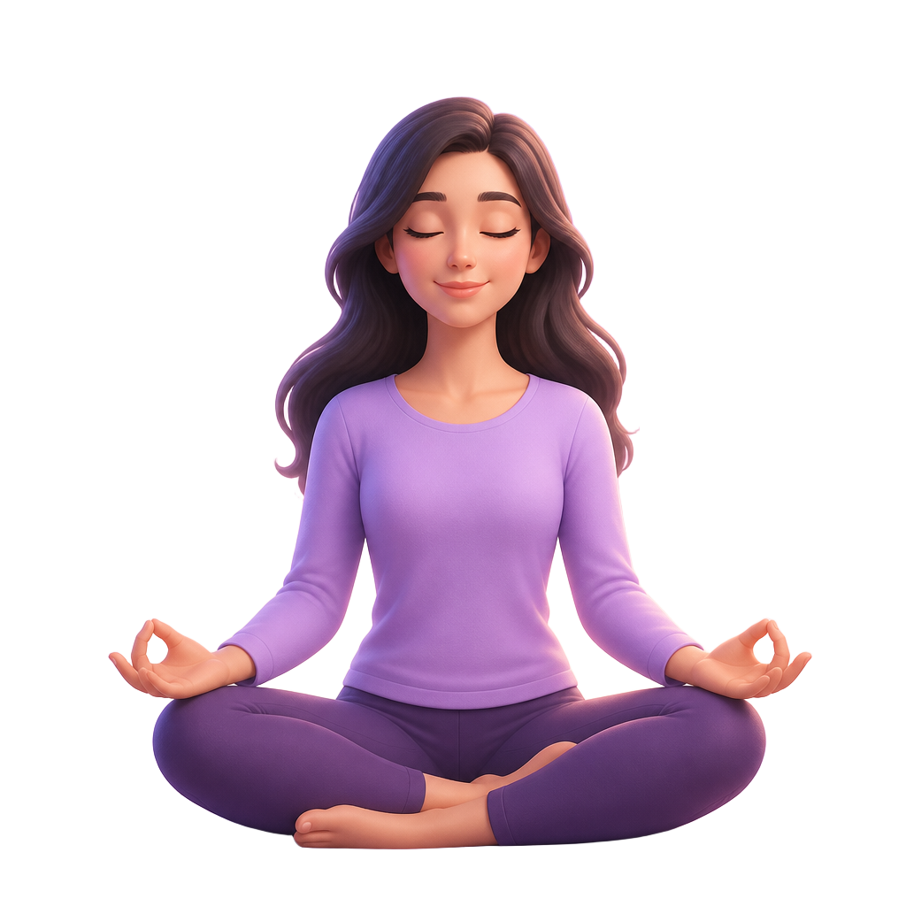 Illustration of a woman meditating calmly